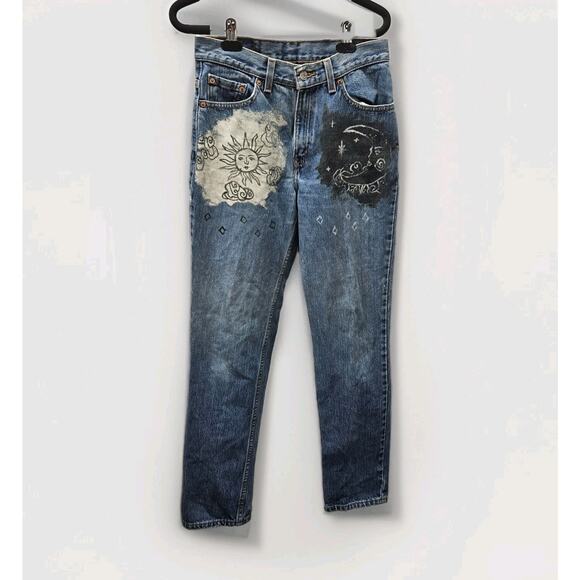 Levi's Denim - Vtg 1999 Levi's 512 Womens Jeans Sz 6 Slim Straight High Rise 90s Celestial Art